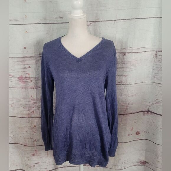 Eileen Fisher V Neck Linen Sweater Size Small - Picture 1 of 6